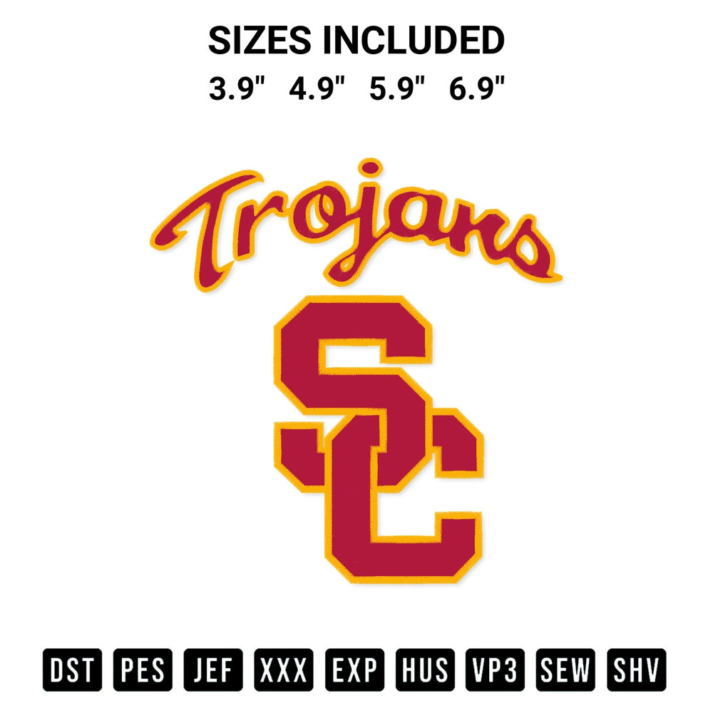 Add a unique touch to your apparel with the Usc Trojans Logo Embroidery Design embroidery file. Premium instant download available now on Designspacks.com. Available sizes: 3.9", 4.9", 5.9", 6.9".