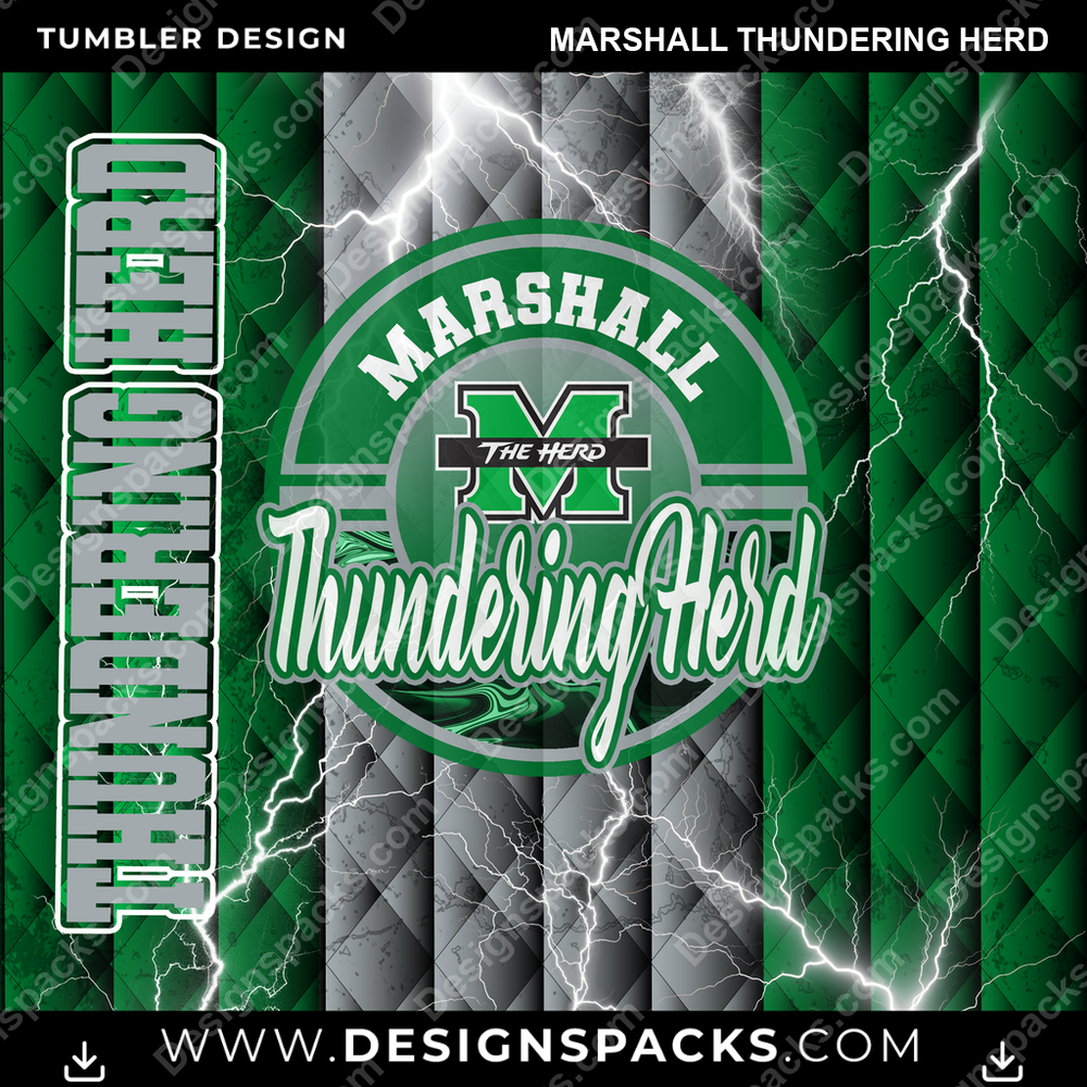 College Sport Diamond Marshall Thundering Herd Tumbler Digital Wrap Design