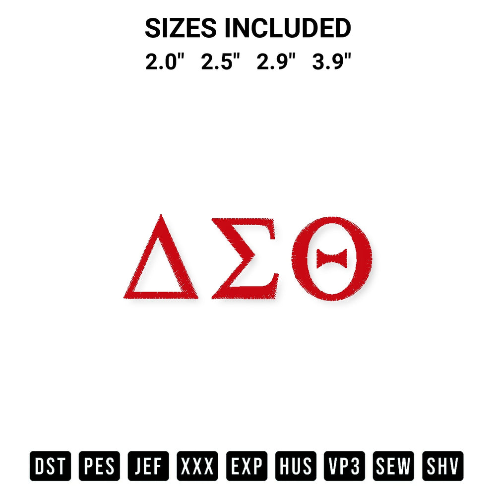 Shop the Delta Sigma Theta Embroidery Design machine embroidery pattern at Designspacks.com. Beautifully digitized for flawless stitching on any fabric. Available sizes: 2.0", 2.5", 2.9", 3.9".