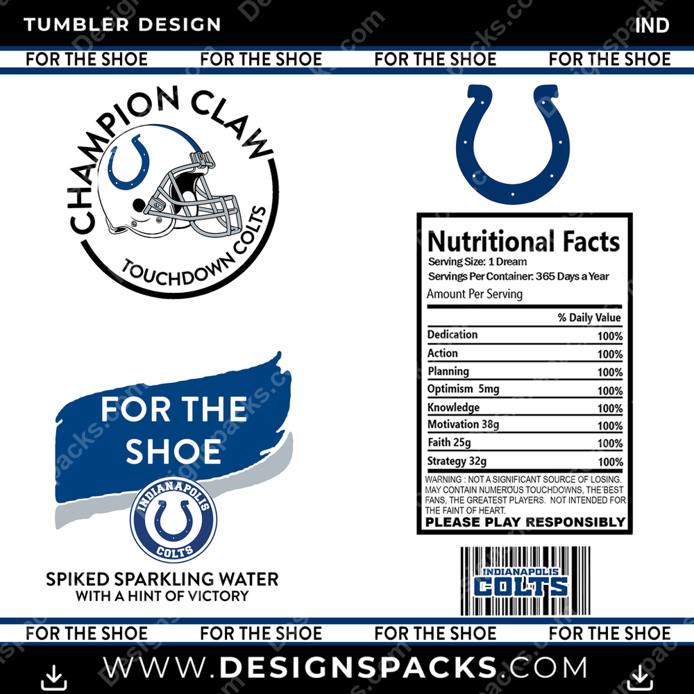 Football White Claw IND Tumbler Digital Wrap Design