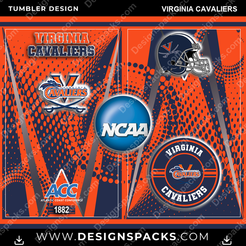 College Sport Team Logo Virginia Cavaliers NCAA College Sport Tumbler Digital Wrap Design Download