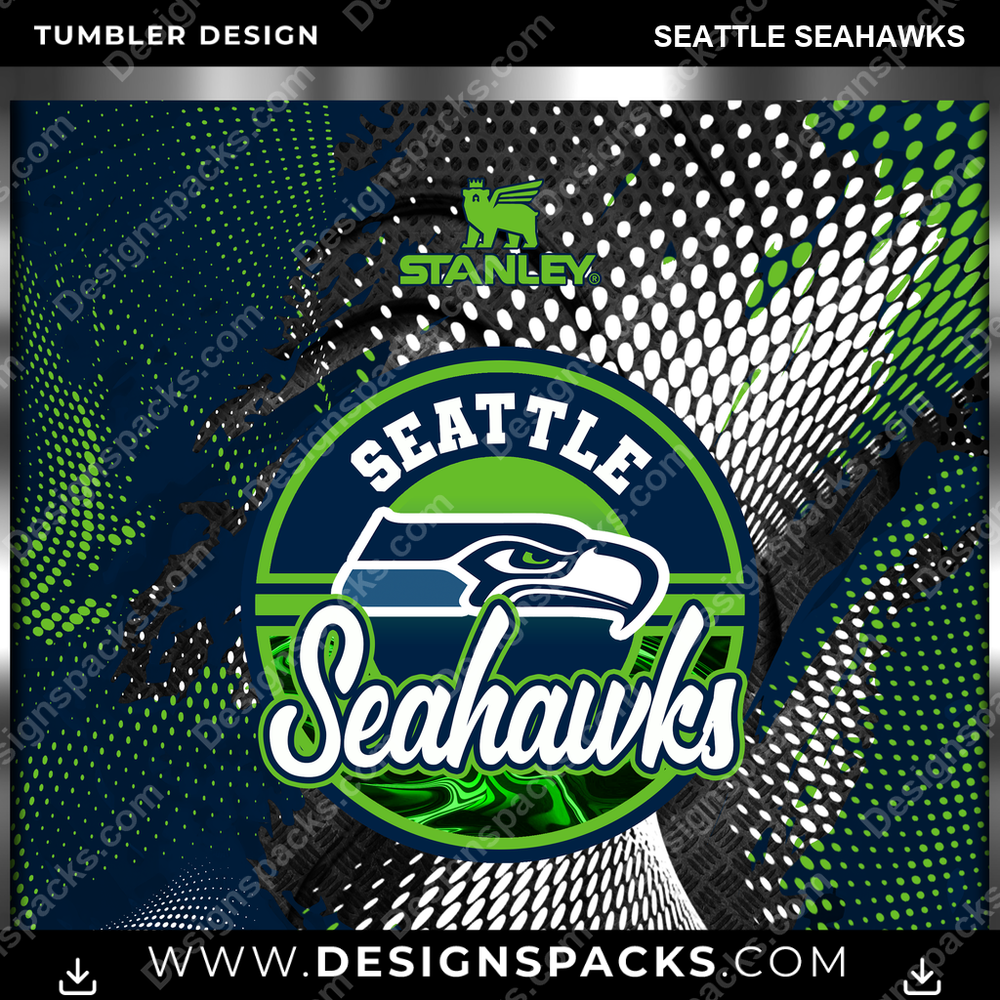 Football Stanley Seattle Seahawks Tumbler Digital Wrap Design