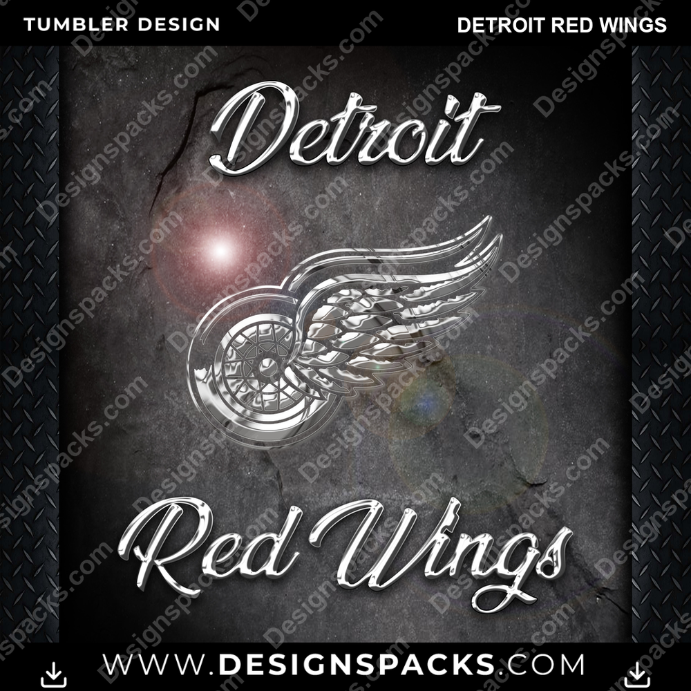 Ice Hockey Chrome Detroit Red Wings NHL Hockey Tumbler Digital Wrap Design Download