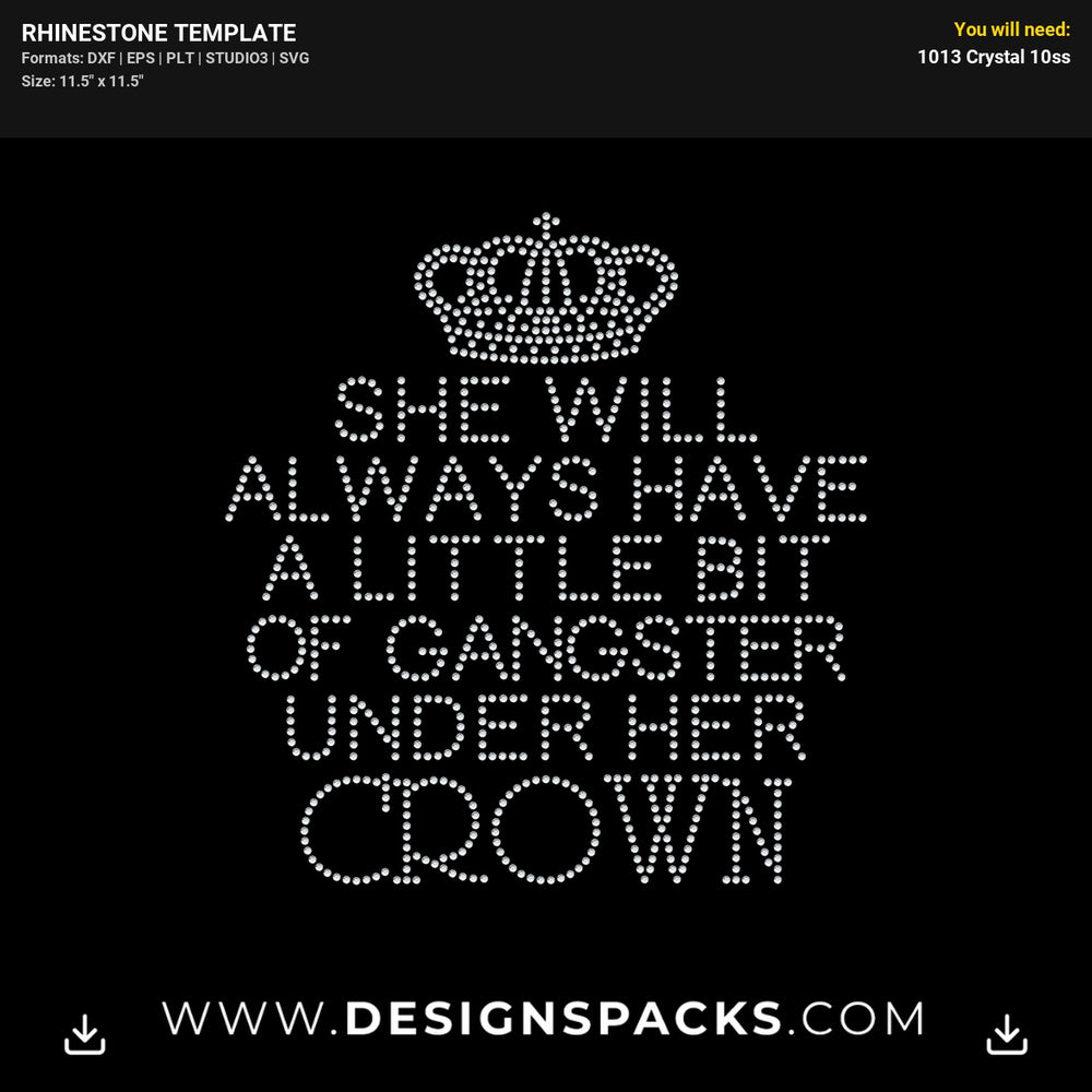 Gangster Crown Rhinestone Digital Template