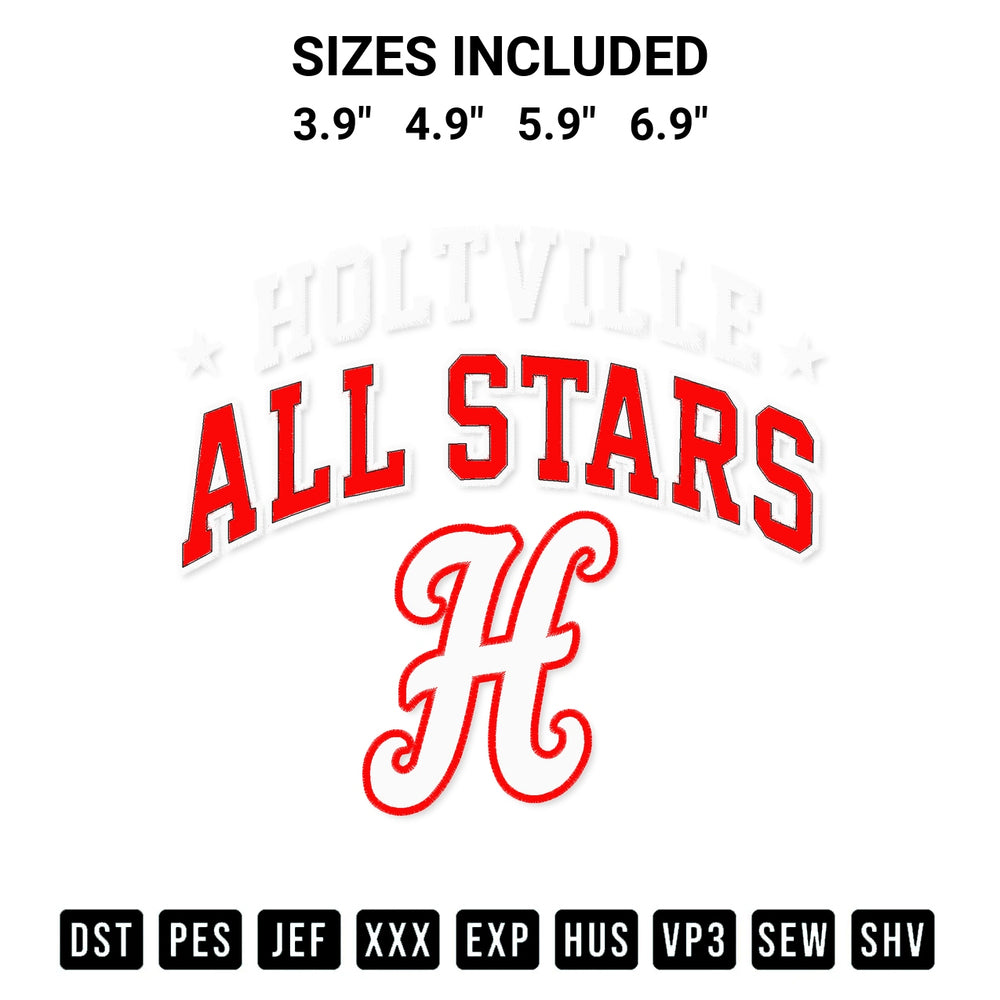 Stitch like a pro with the Holtville All Stars H Embroidery Design embroidery pattern from Designspacks.com. High-quality digital machine embroidery file. Available sizes: 3.9", 4.9", 5.9", 6.9".