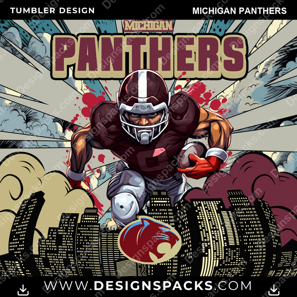 Canada Football Comic Cover Michigan Panthers CFL Canada Tumbler Digital Wrap Design Download