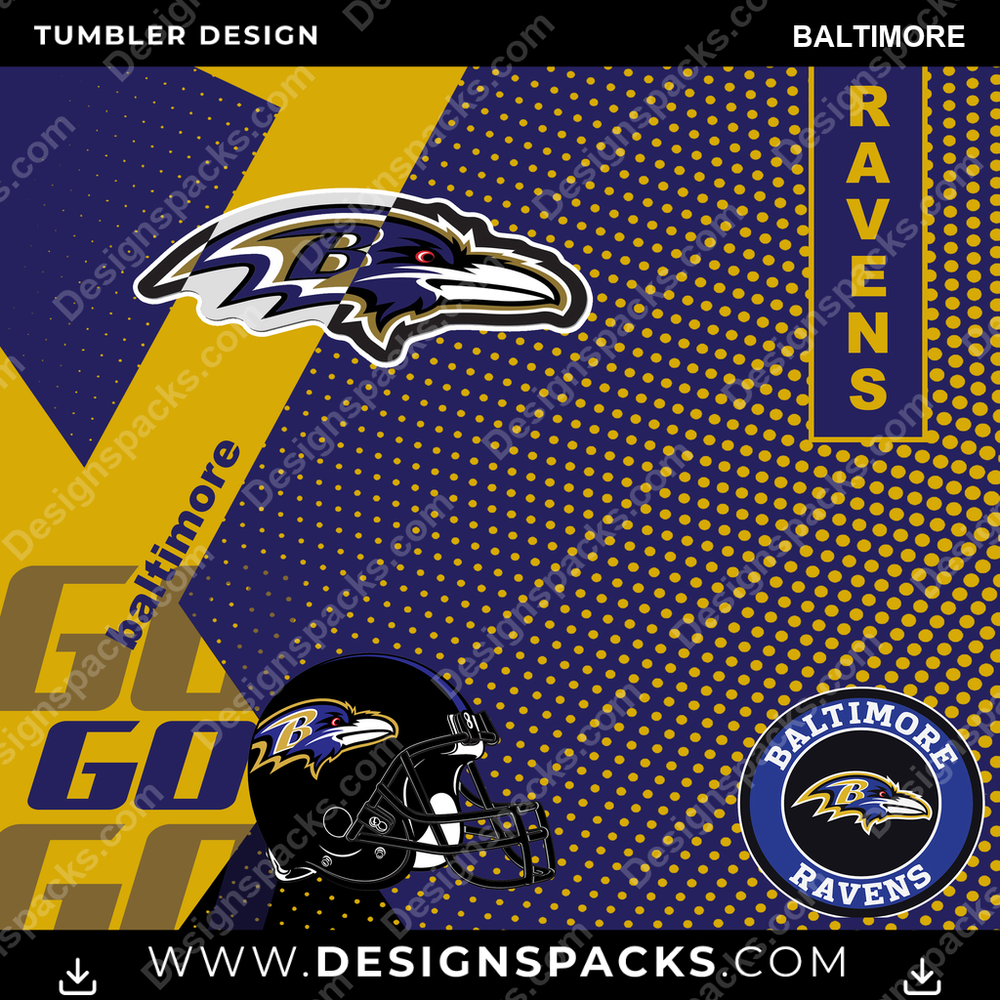 Football GO Baltimore Tumbler Digital Wrap Design