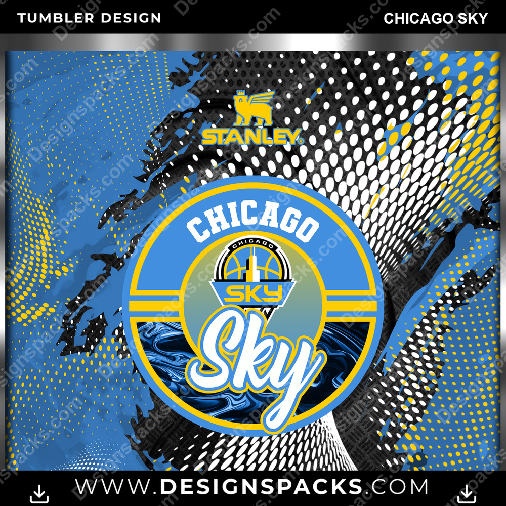 Basketball Stanley Chicago Sky Tumbler Digital Wrap Design