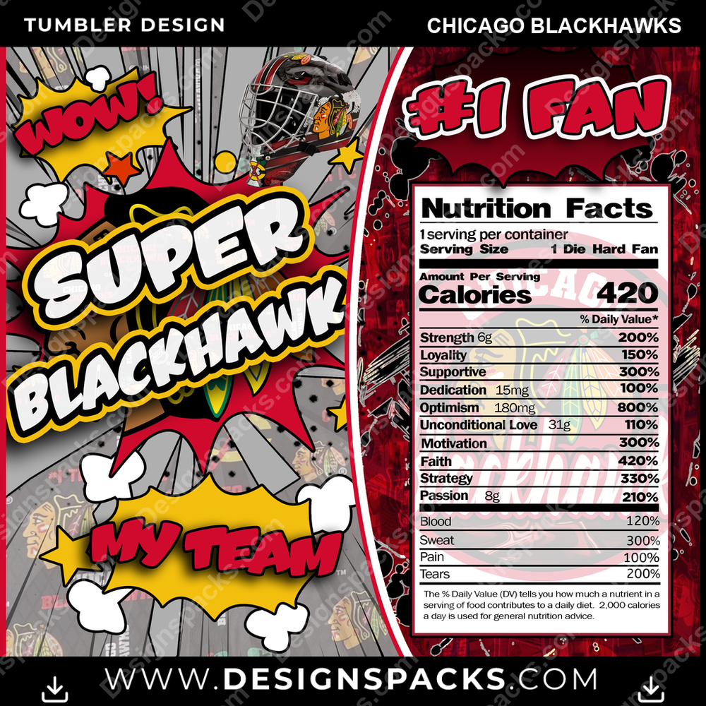 Hockey Super Team Chicago Blackhawks NHL Hockey Tumbler Digital Wrap Design Download