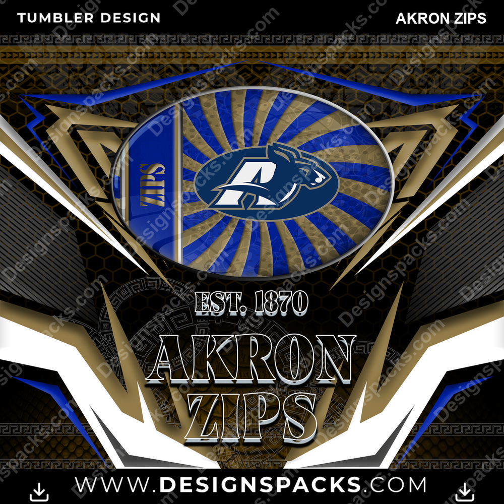 College Sport Tribal Akron Zips NCAA College Sport Tumbler Digital Wrap Design Download