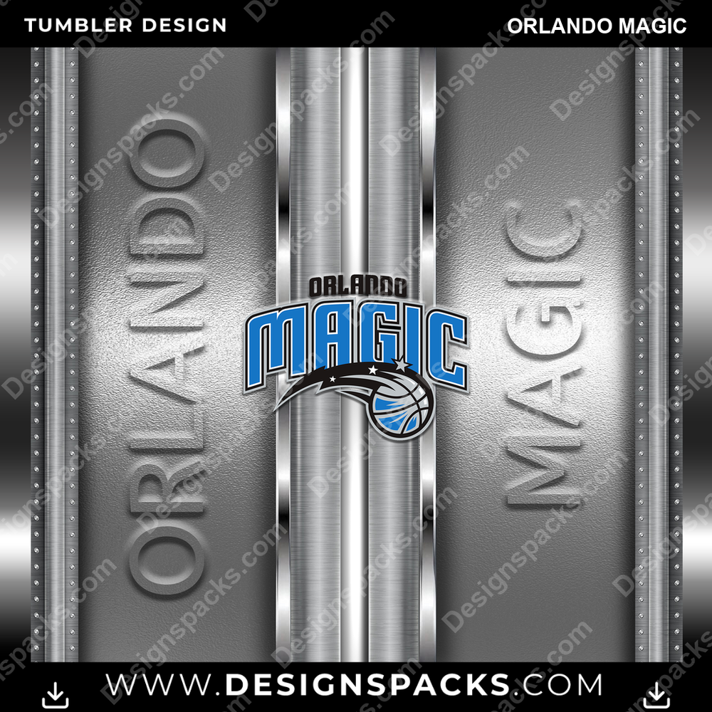 Basketball Metallic Orlando Magic Tumbler Digital Wrap Design
