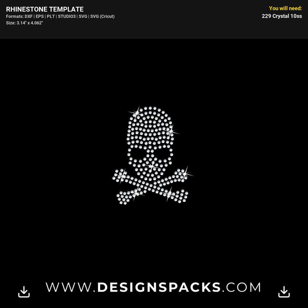 Skeleton Halloween Face Mask Rhinestone Digital Template