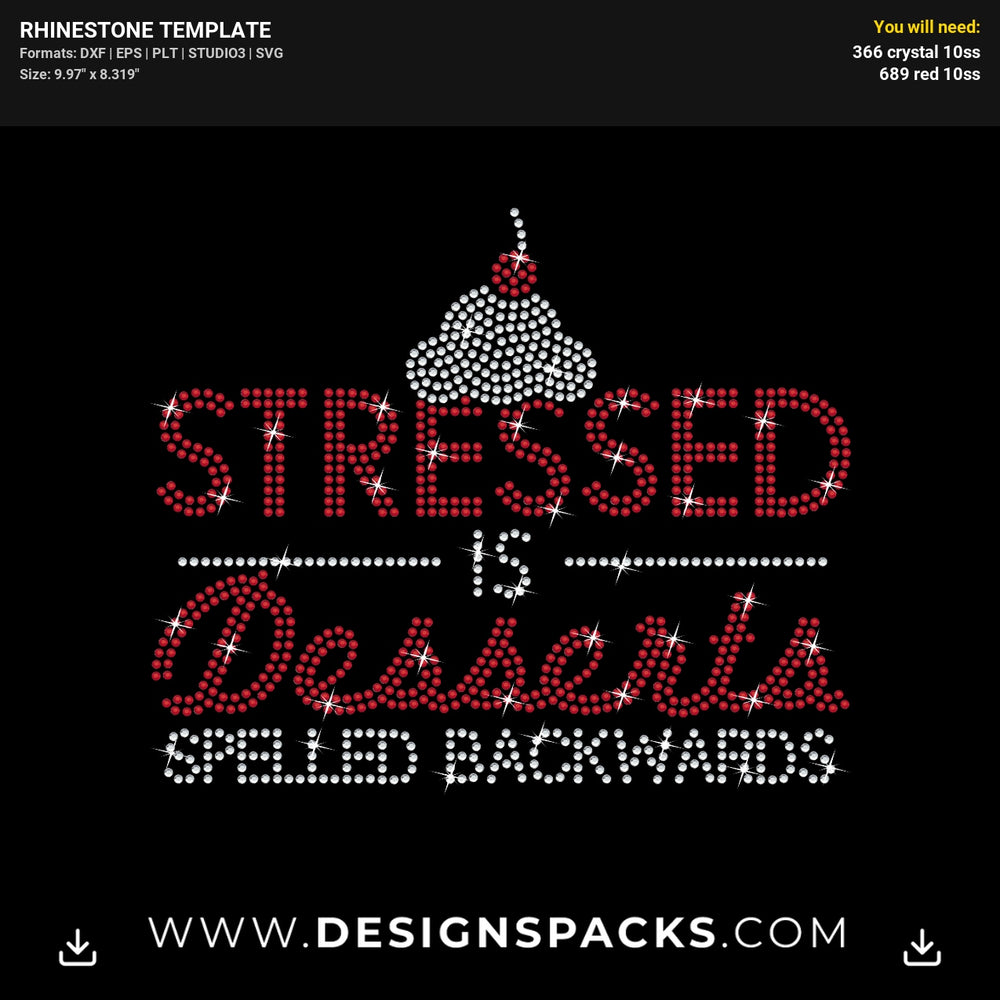 Stressed Desserts Updated Rhinestone Digital Template