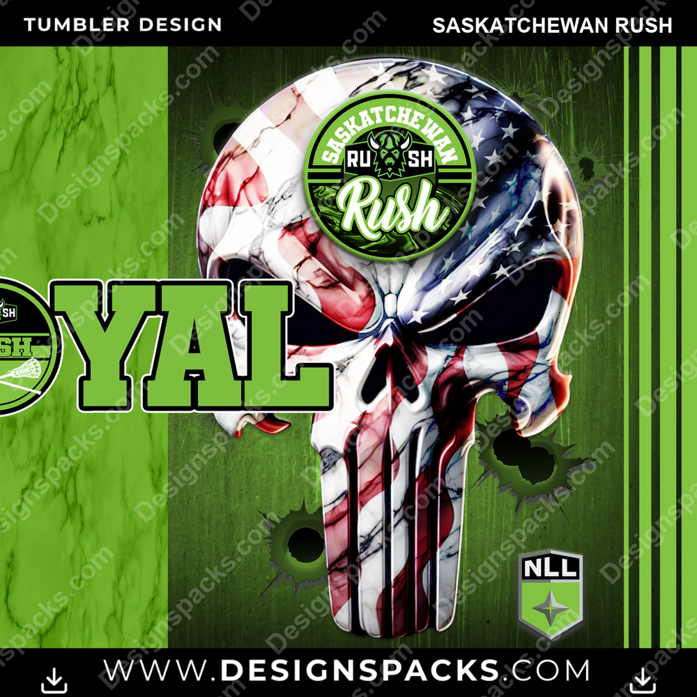 Lacrosse Loyal Saskatchewan Rush Tumbler Digital Wrap Design