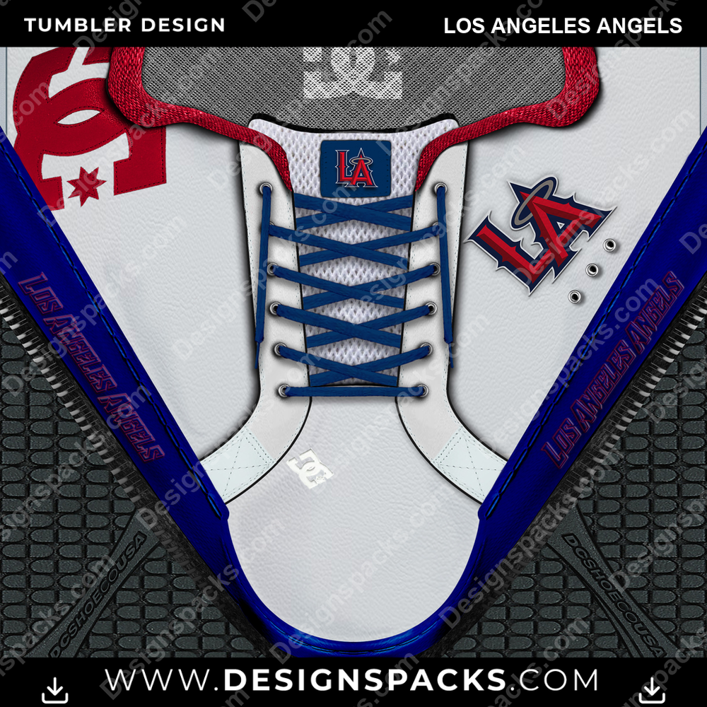 Diseño digital de vaso con envoltura de los Angelinos de Los Ángeles de Béisbol DC para zapatillas