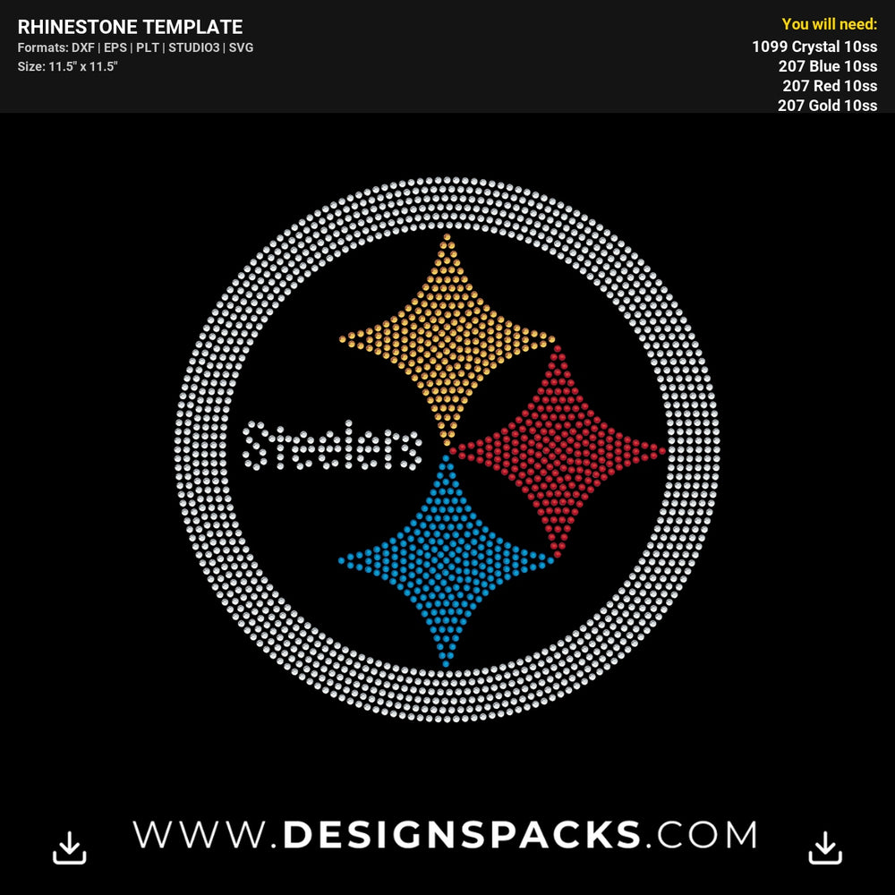 Pittsburgh Steelers Circle Logo Rhinestone Digital Template