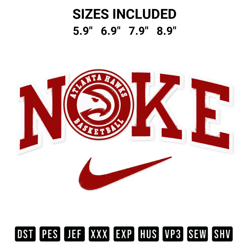 Elevate your next project with our Atlanta Hawks X Nike Embroidery Design embroidery file. Shop high-quality digital patterns instantly at Designspacks.com. Available sizes: 5.9", 6.9", 7.9", 8.9".