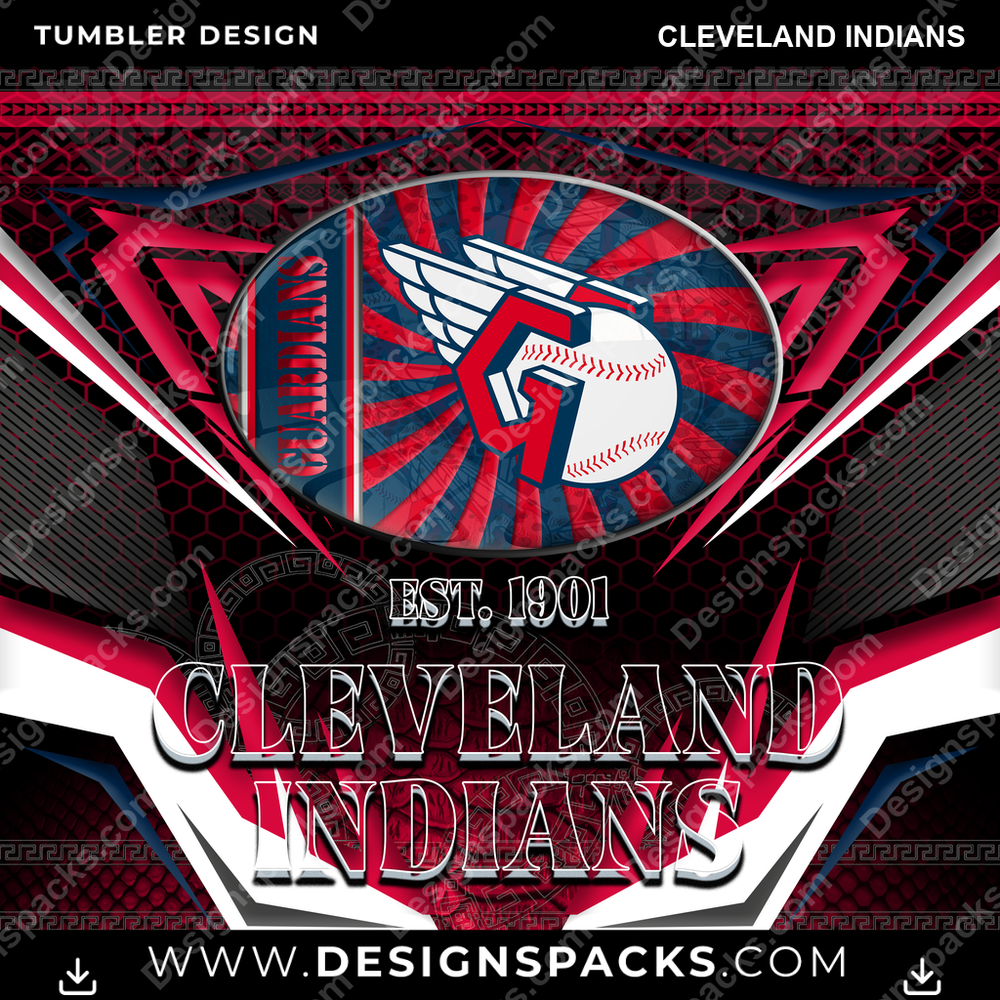 Baseball Tribal Cleveland Indians Tumbler Digital Wrap Design