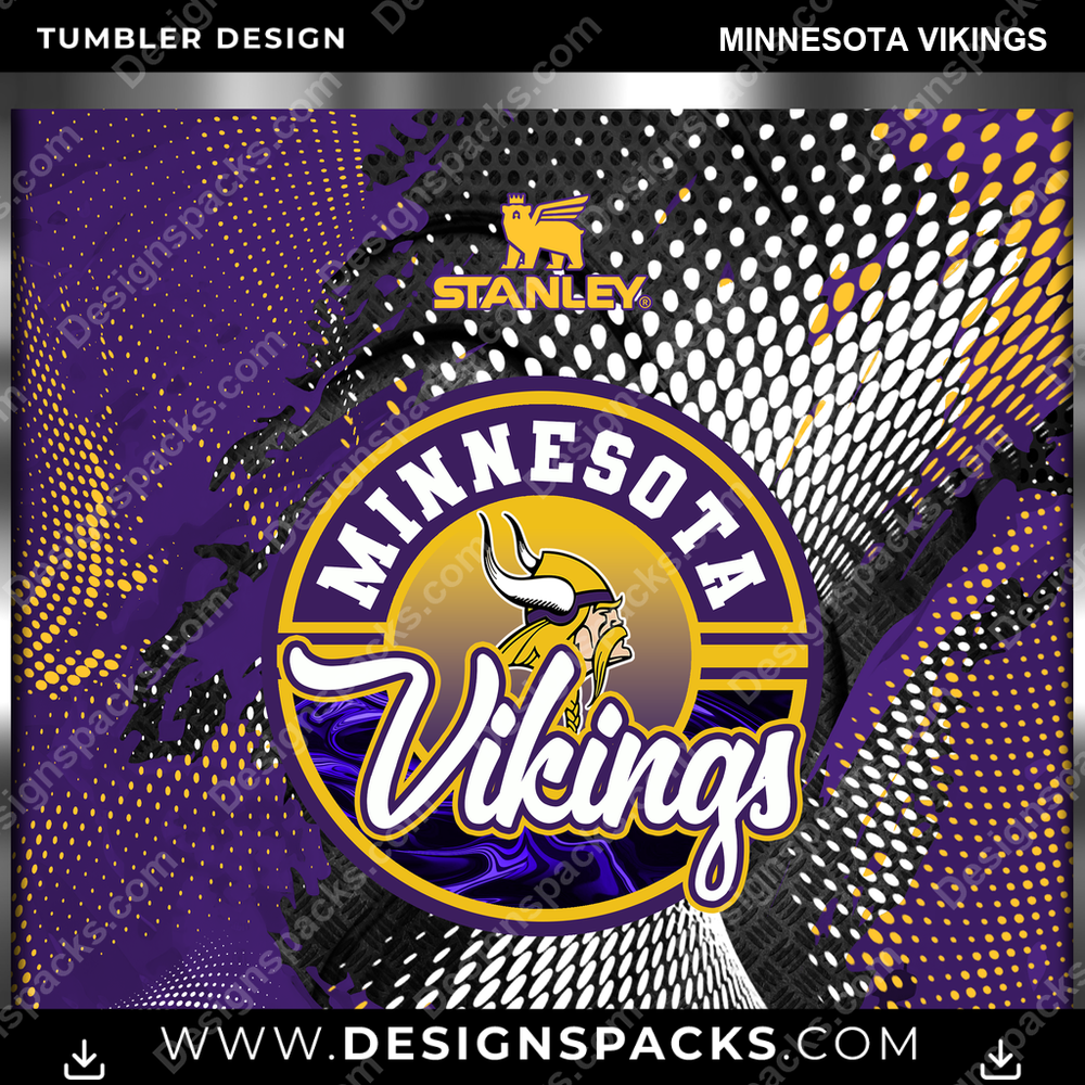 Football Stanley Minnesota Vikings Tumbler Digital Wrap Design
