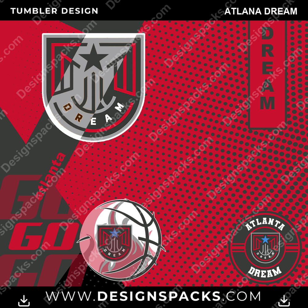 Basketball GO Atlana Dream Tumbler Digital Wrap Design
