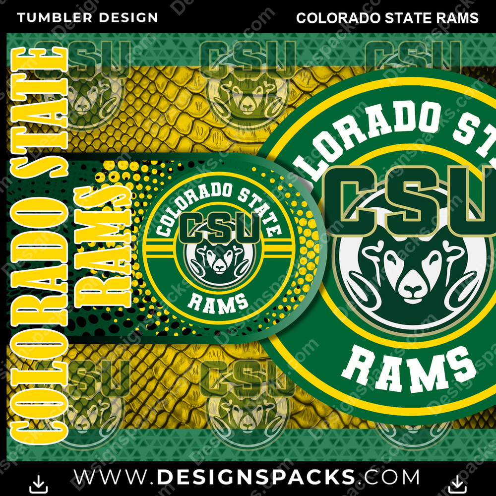 College Sport Hyper Colorado State Rams Tumbler Digital Wrap Design