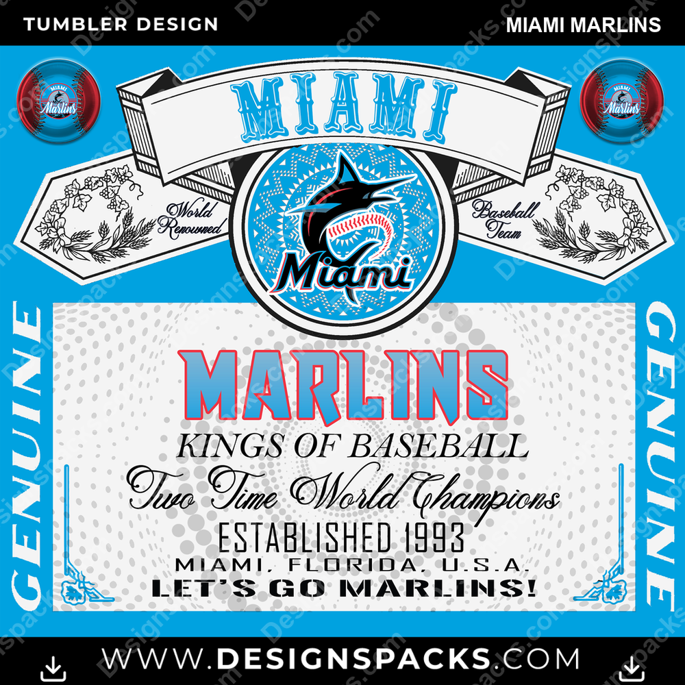 Baseball Budweiser Miami Marlins Tumbler Digital Wrap Design