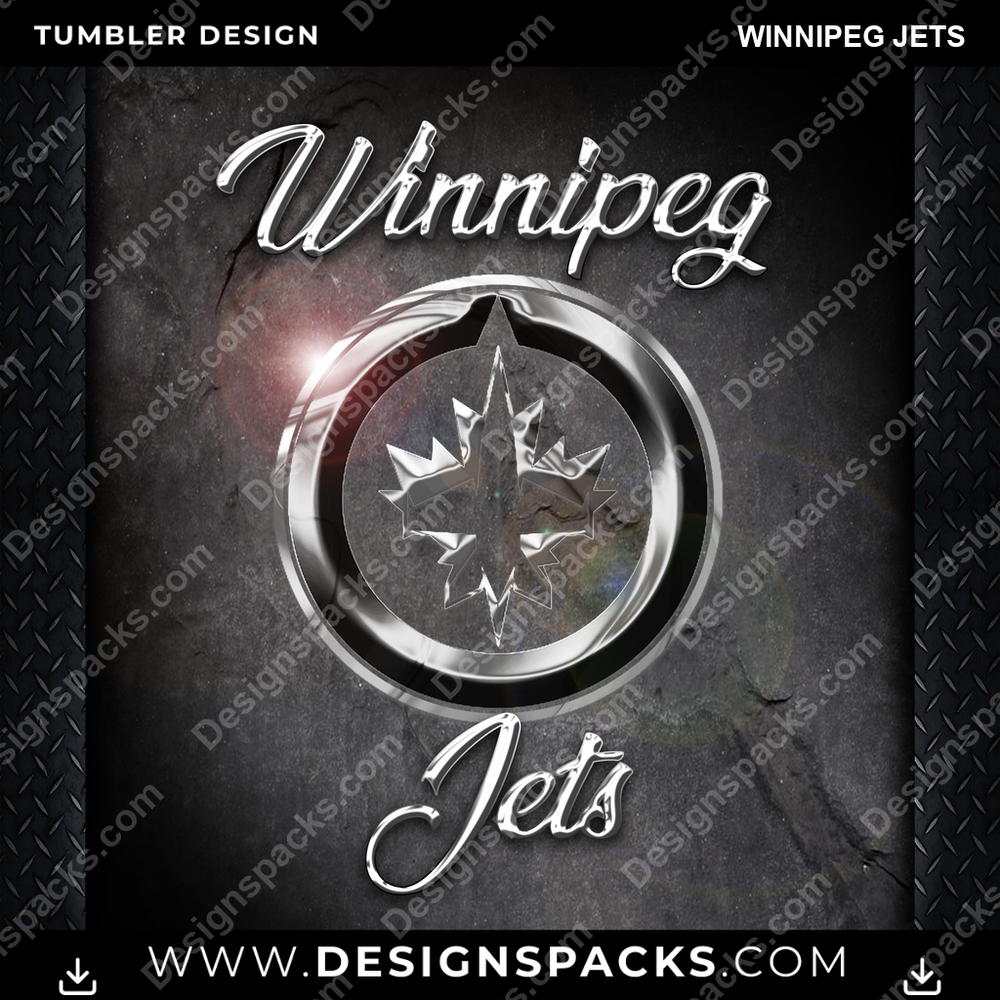 Ice Hockey Chrome Winnipeg Jets Tumbler Digital Wrap Design