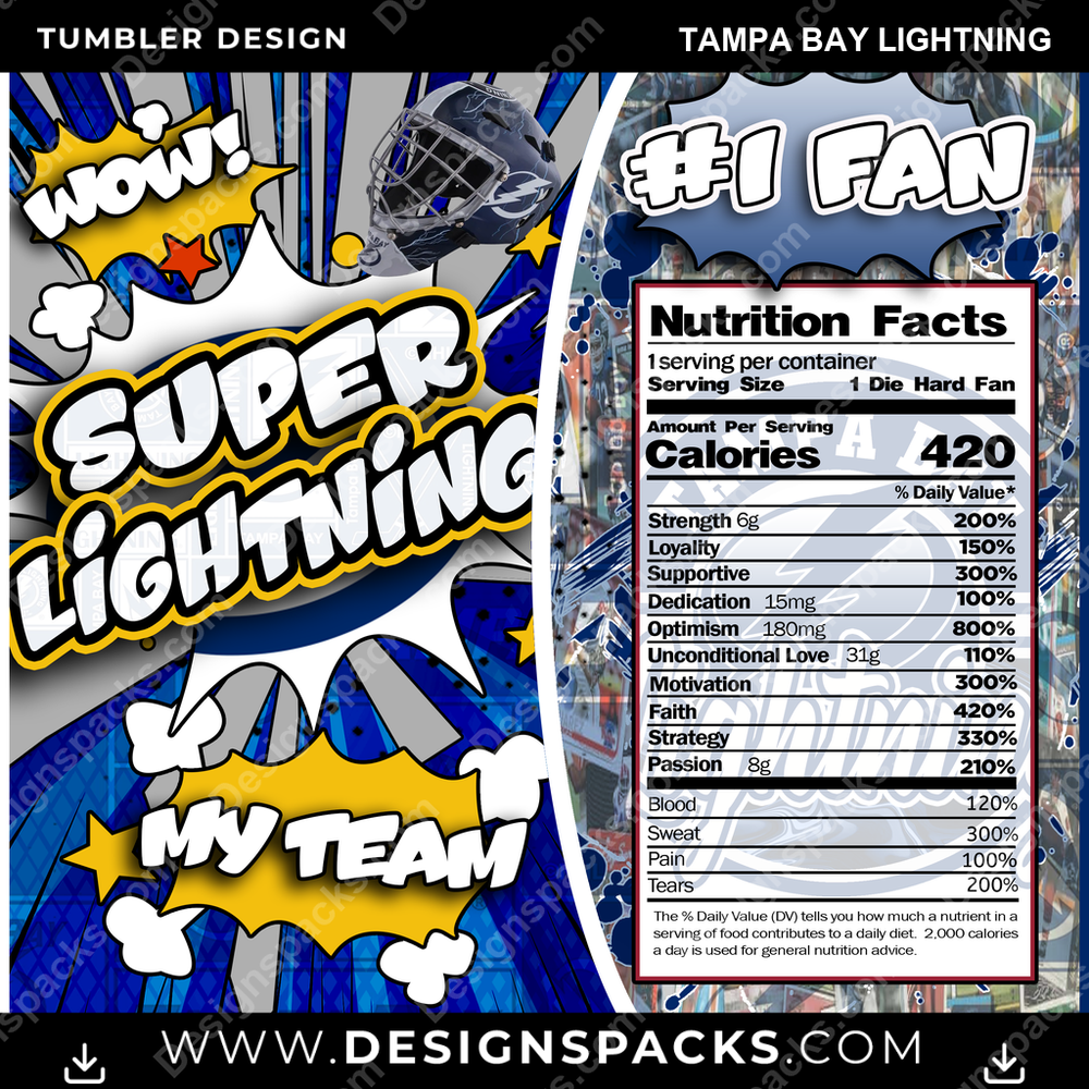 Hockey Super Team Tampa Bay Lightning NHL Hockey Tumbler Digital Wrap Design Download