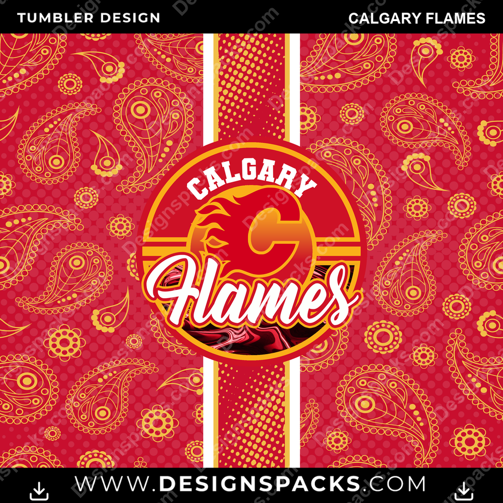 Hockey Handkerchief Calgary Flames Tumbler Digital Wrap Design