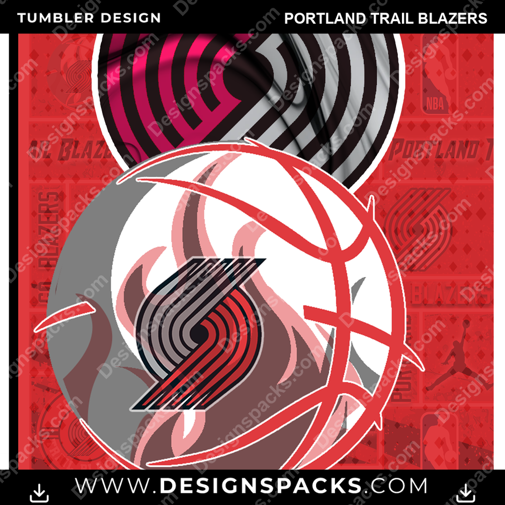 Basketball Posters Portland Trail Blazers NBA Basketball Tumbler Digital Wrap Design Download