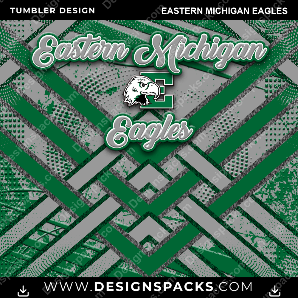 College Sport Glitter Stripe Eastern Michigan Eagles Tumbler Digital Wrap Design