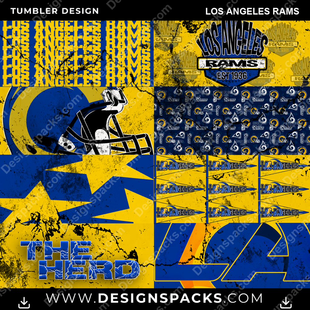 Football Distressed BG Los Angeles Rams NFL Football Tumbler Digital Wrap Design Download