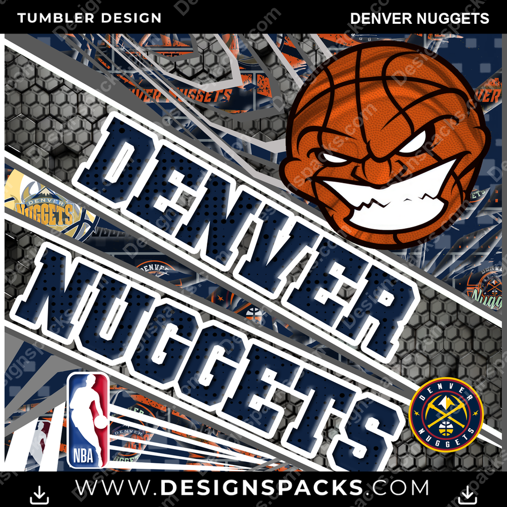 Basketball Angry Sports Denver Nuggets NBA Basketball Tumbler Digital Wrap Design Download