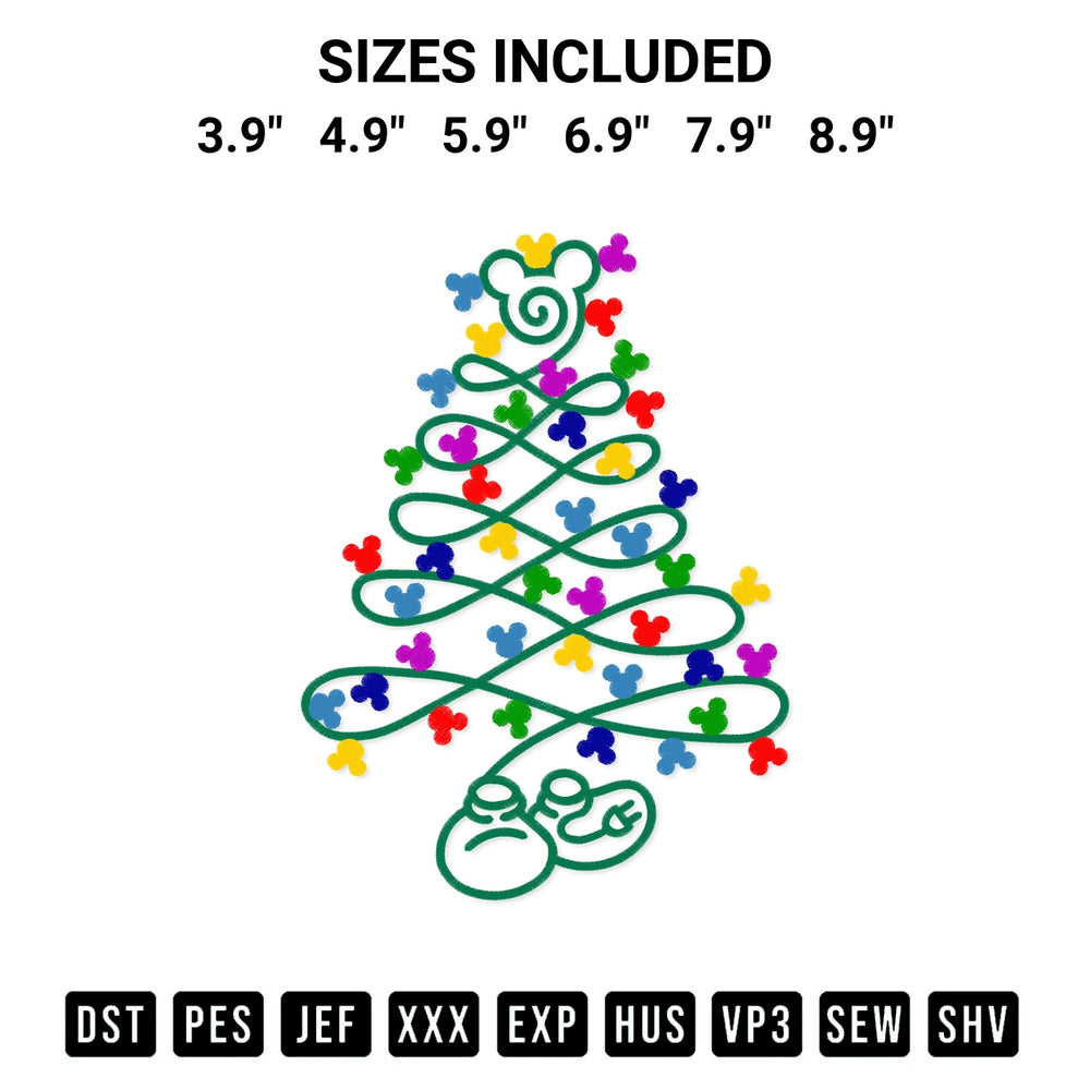 Add a unique touch to your apparel with the Mickey Christmas Tree Embroidery Design embroidery file. Premium instant download available now on Designspacks.com. Available sizes: 3.9", 4.9", 5.9", 6.9", 7.9", 8.9".
