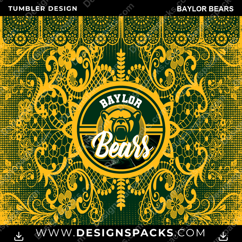 College Sport Lace & Logo Baylor Bears Tumbler Digital Wrap Design