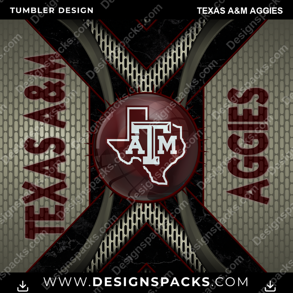 College Sport Metal Grating Texas A&M Aggies NCAA College Sport Tumbler Digital Wrap Design Download
