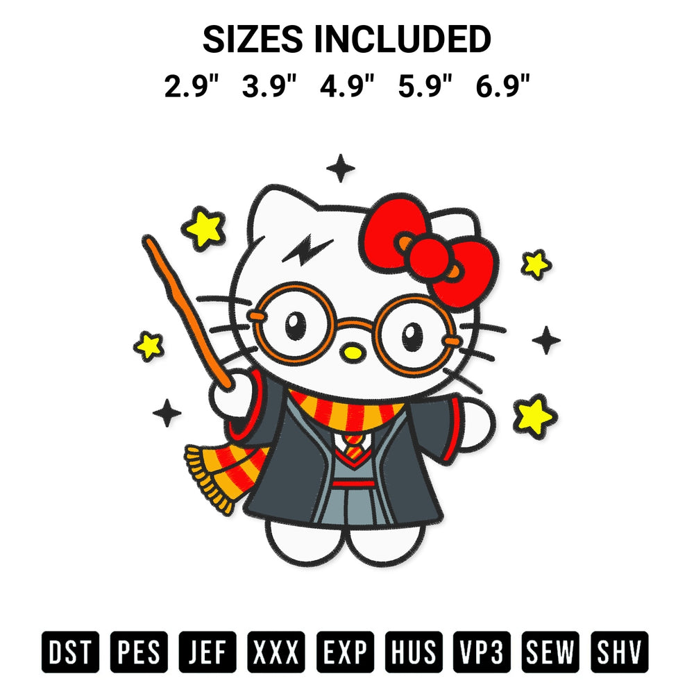 Elevate your next project with our Hello Kitty Harry Potter Embroidery Design embroidery file. Shop high-quality digital patterns instantly at Designspacks.com. Available sizes: 2.9", 3.9", 4.9", 5.9", 6.9".