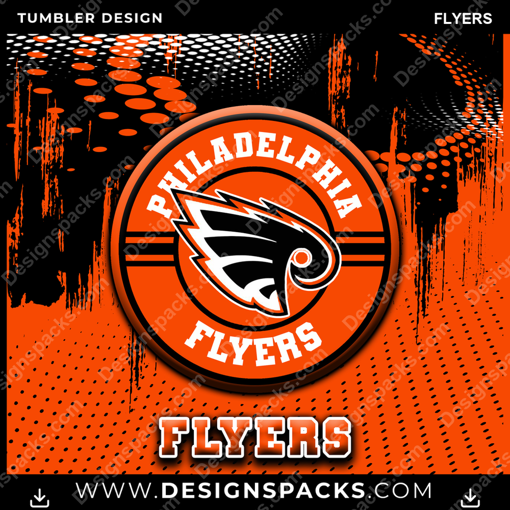 Ice Hockey Dot Logo FLYERS Tumbler Digital Wrap Design