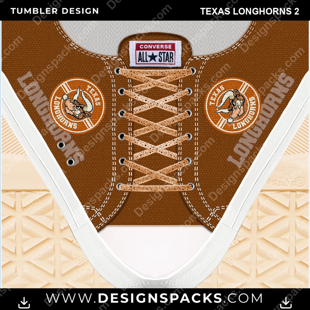 College Sport Converse Texas Longhorns 2 Tumbler Digital Wrap Design