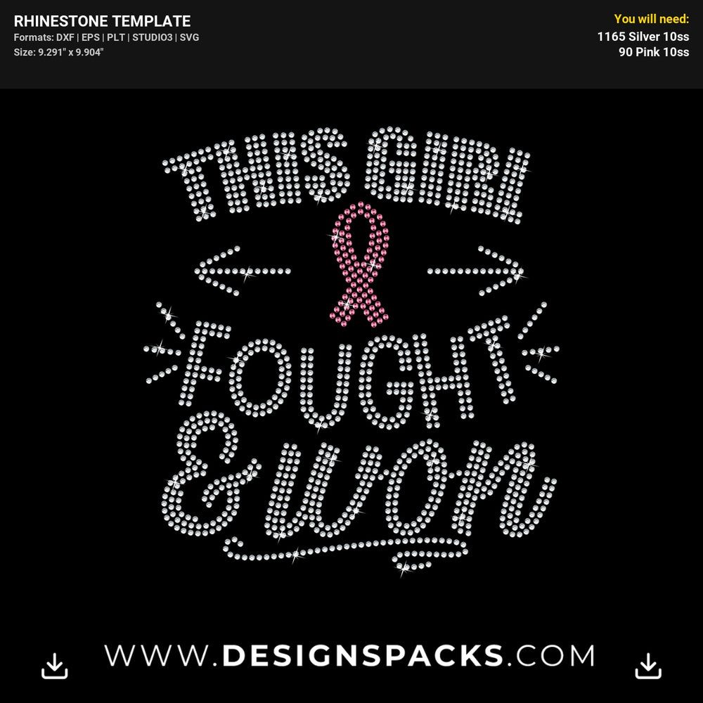 Girl Fought Won Design Rhinestone Digital Template