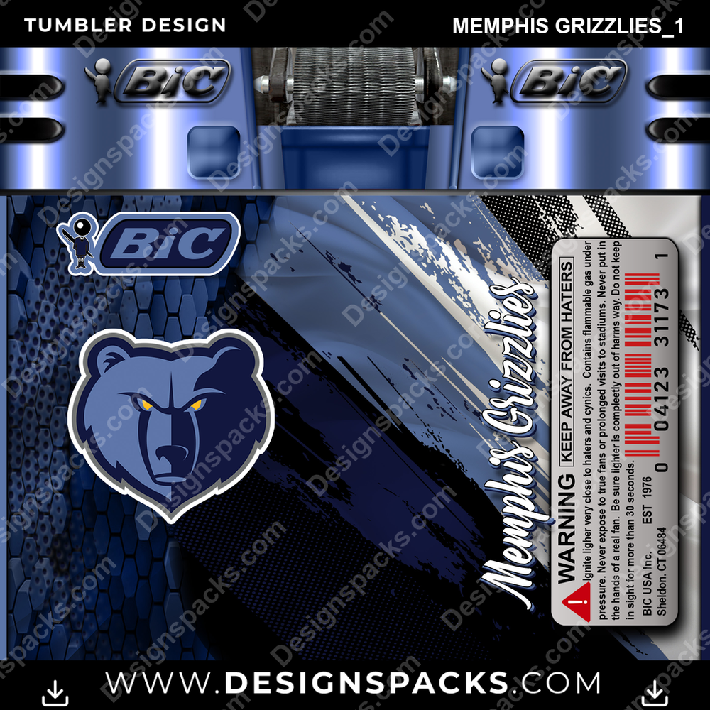 Basketball BIC Lighter Memphis Grizzlies_1 Tumbler Digital Wrap Design