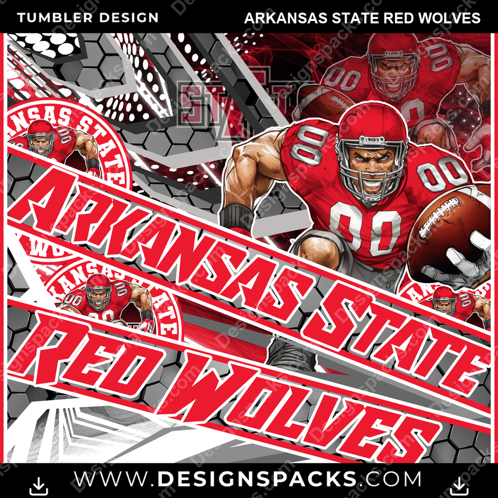 College Sport Fathead Arkansas State Red Wolves NCAA College Sport Tumbler Digital Wrap Design Download