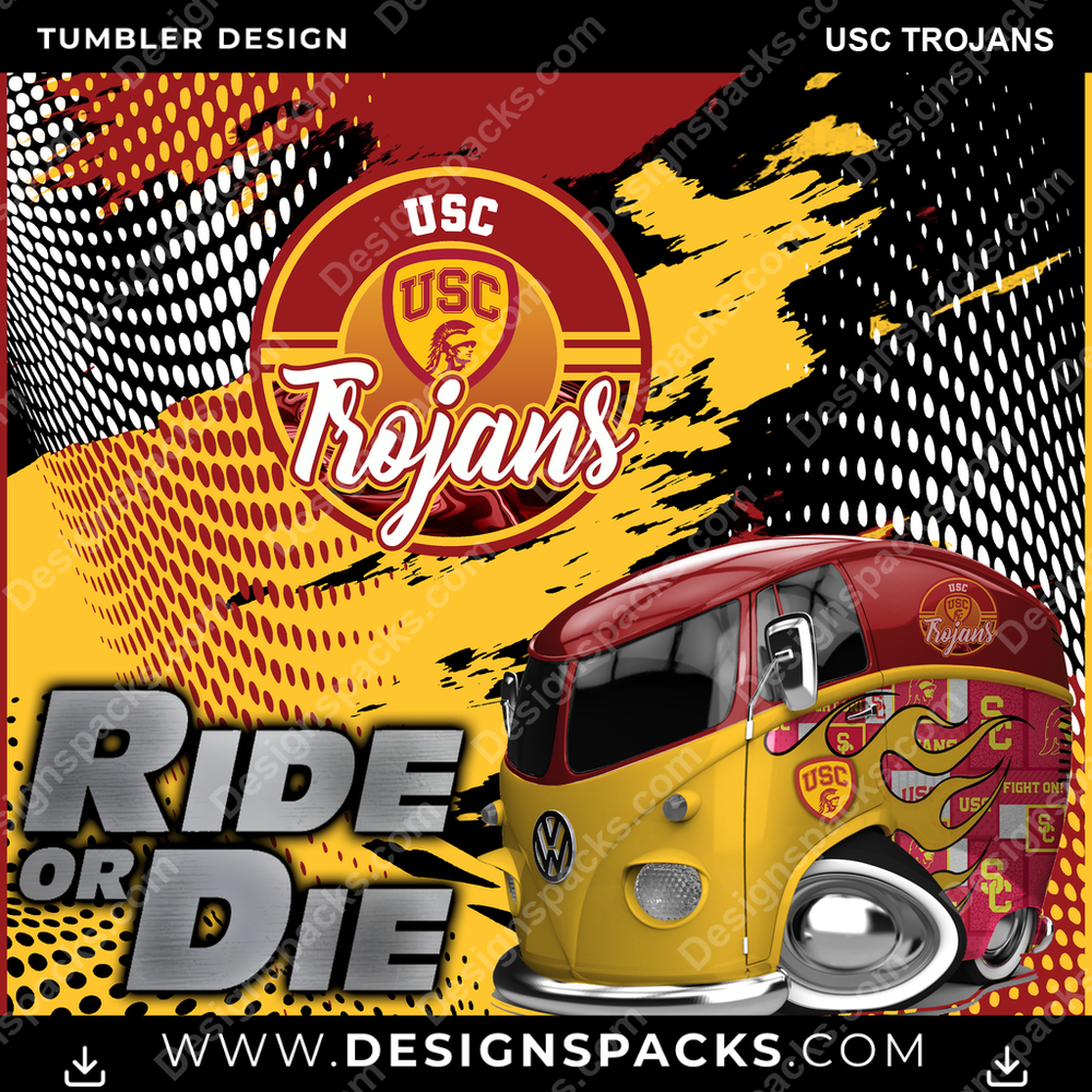 College Sport Ride or Die USC Trojans NCAA College Sport Tumbler Digital Wrap Design Download