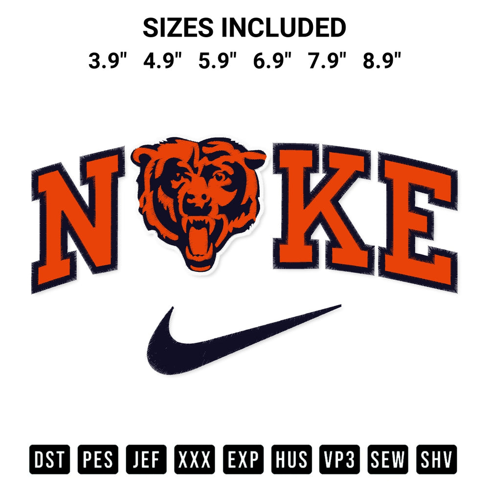Download the Nike Chicago Bears 2023 Embroidery Design machine embroidery design exclusively at Designspacks.com. Premium digitized pattern for apparel and DIY crafts. Available sizes: 3.9", 4.9", 5.9", 6.9", 7.9", 8.9".