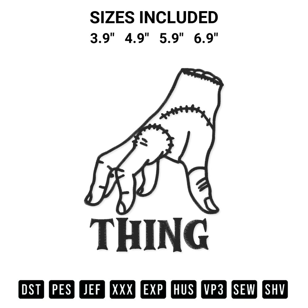 Create amazing crafts with the Thing Hand Embroidery Design embroidery file. High-quality digital download from Designspacks.com, perfect for beginners and pros. Available sizes: 3.9", 4.9", 5.9", 6.9".
