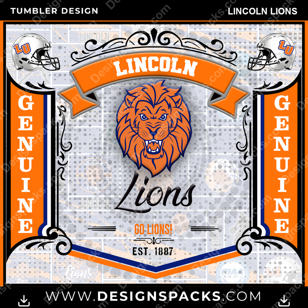 College Sport Bud Lincoln Lions NCAA College Sport Tumbler Digital Wrap Design Download