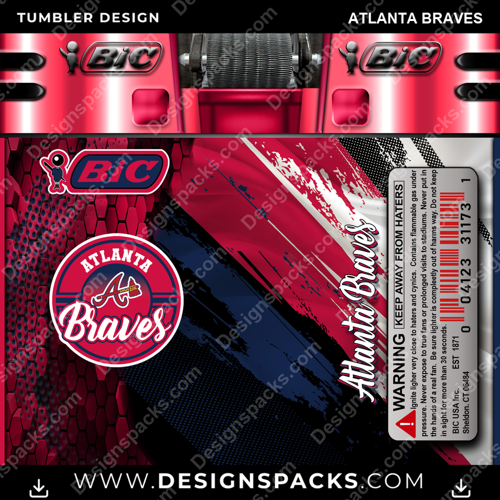 Baseball BIC Feuerzeug Atlanta Braves Becher Digital Wrap Design