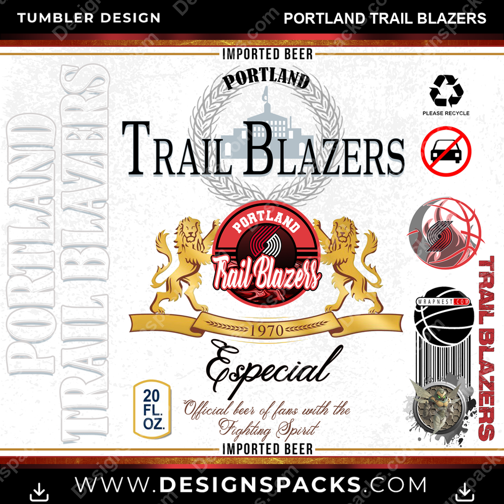 Basketball Modelo Portland Trail Blazers NBA Basketball Tumbler Digital Wrap Design Download