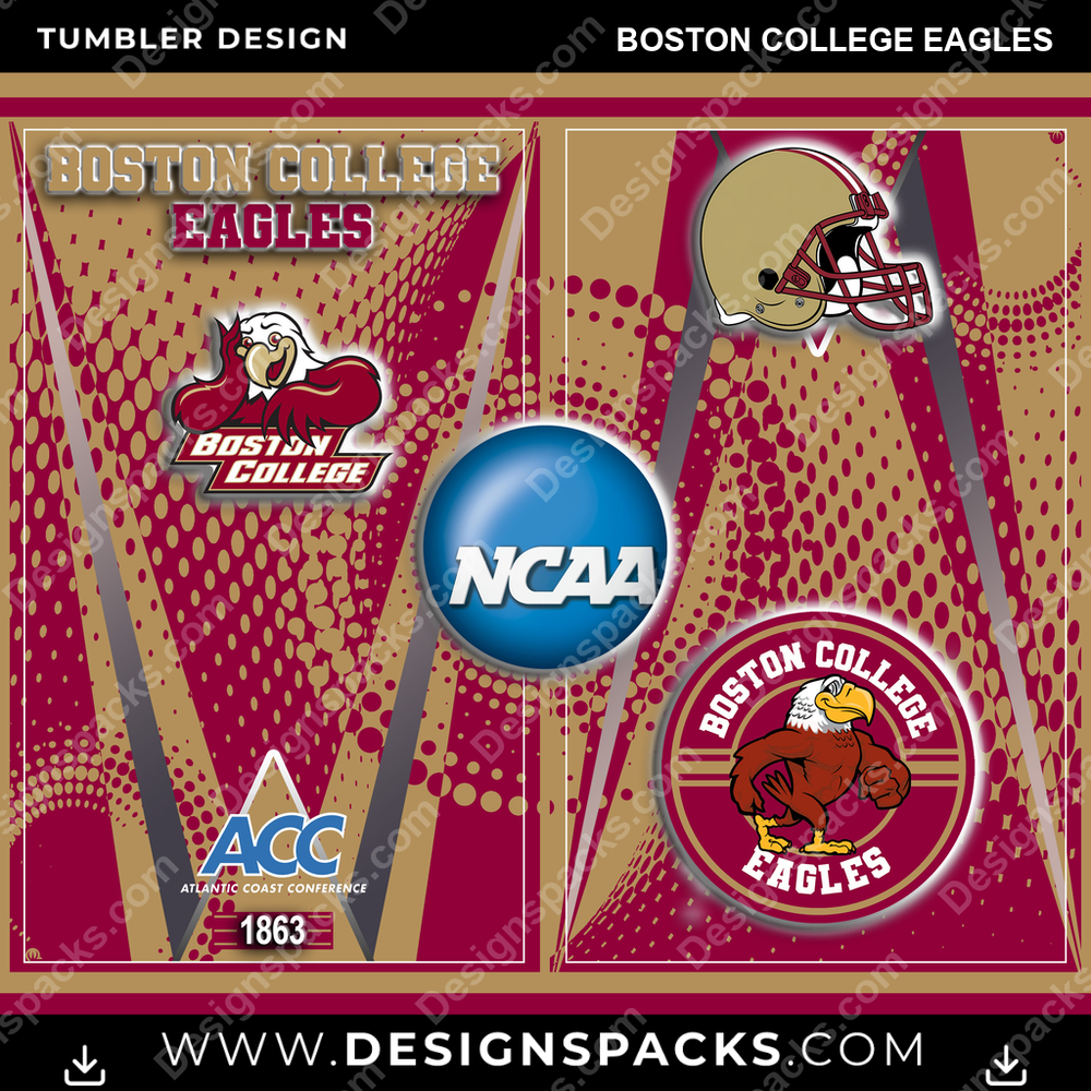 College Sport Team Logo Boston College Eagles NCAA College Sport Tumbler Digital Wrap Design Download