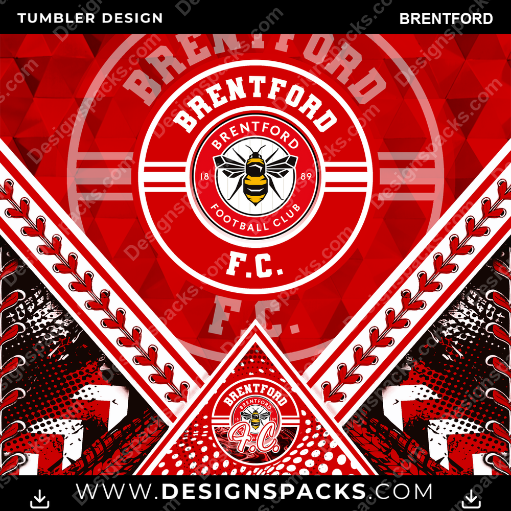 Soccer UK Diamond Brentford Tumbler Digital Wrap Design